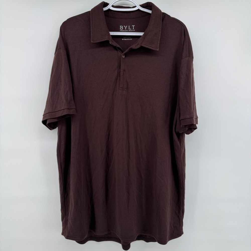 BYLT Premium Basics Mens 3XL Brown Short Sleeve Polo Shirt Performance Blend